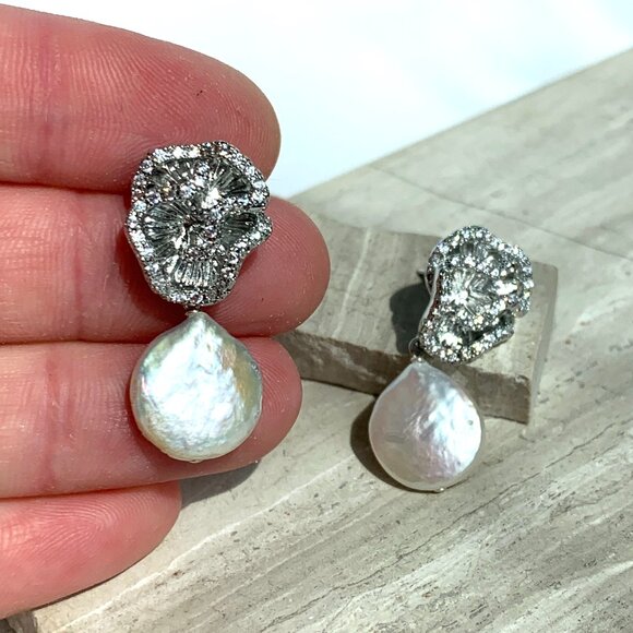 NEW ~ Anthropologie Shashi "Arya" Pearl Drop Earrings - Picture 3 of 8